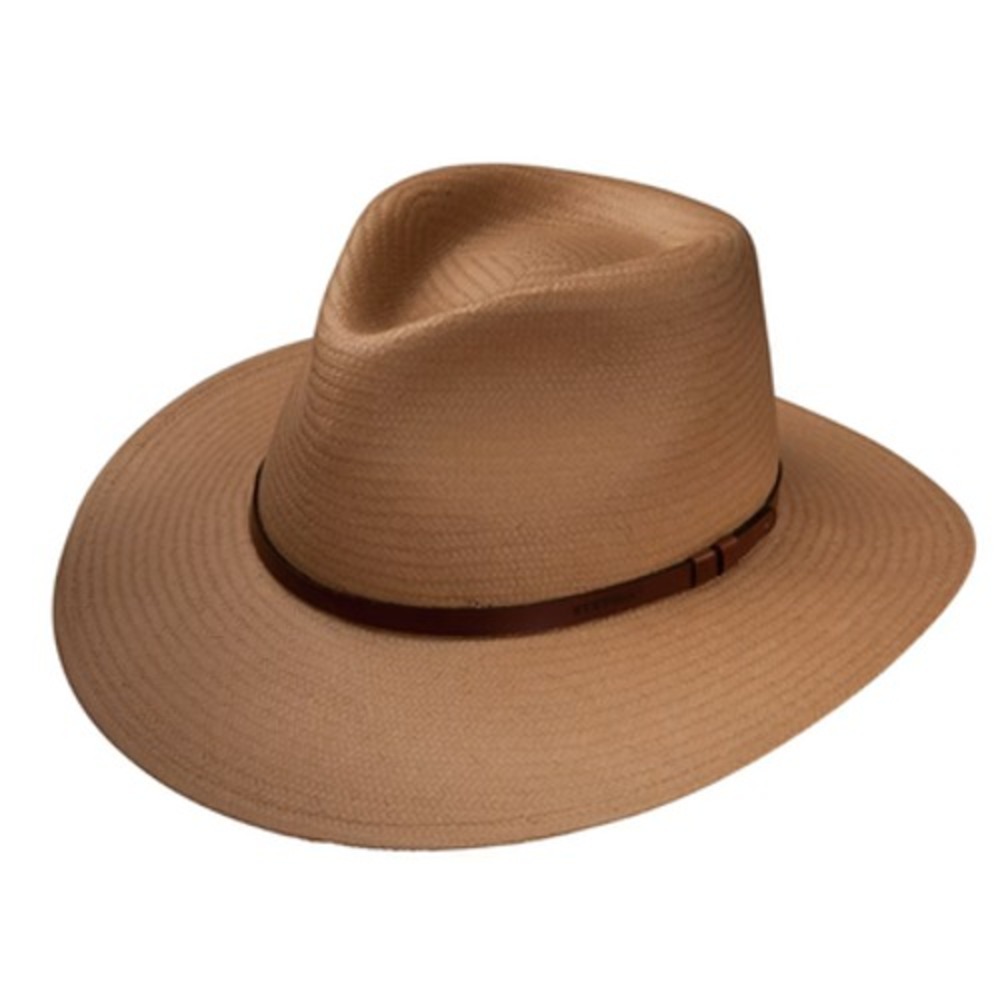 Stetson Huckberry Limestone Straw Hat Mens Medium Sand Beige Panama Wide Brim